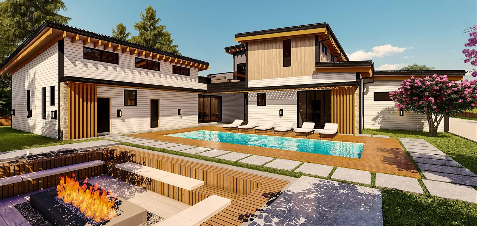 Modern Pool Home - Pool Area